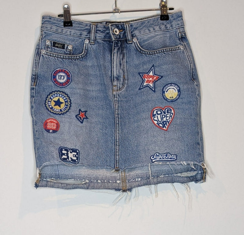 Superdry Denim Mini Skirt Patches 