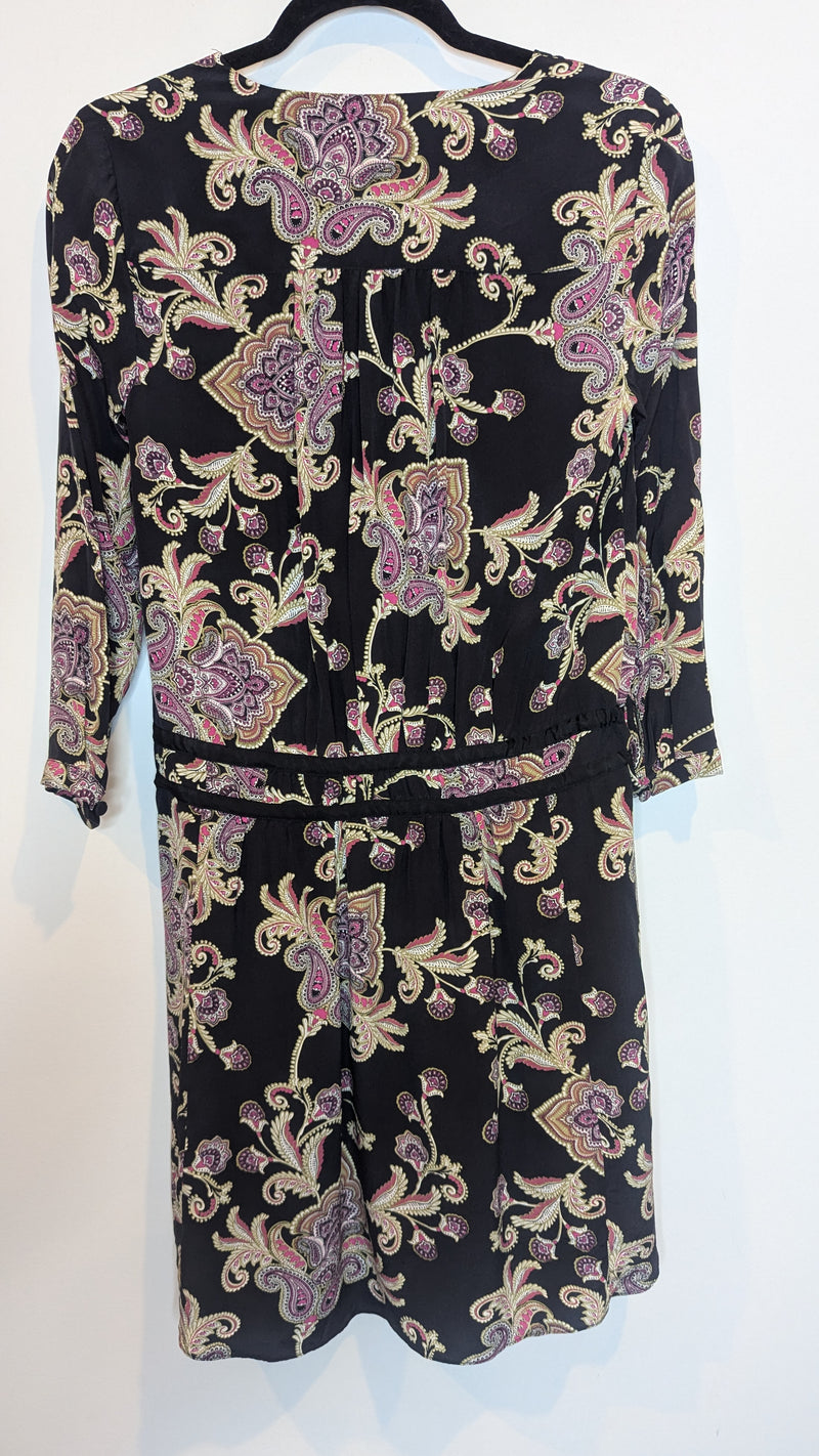 Kachel Black Multicolour Paisley Silk Dress