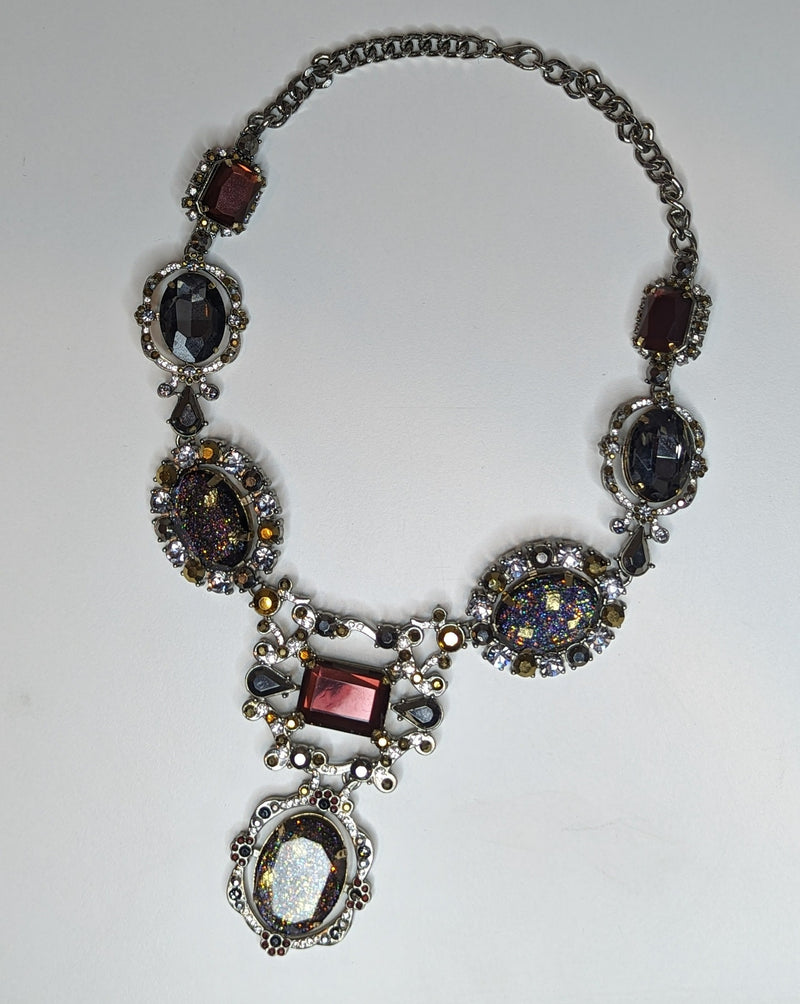 Zara Multicoloured Gemstone Rhinestone Pendant Necklace