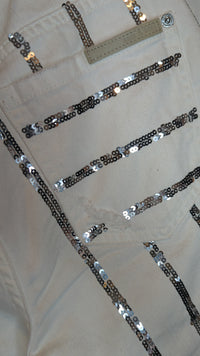 Sass & Bide White & Silver Sequin Jeans