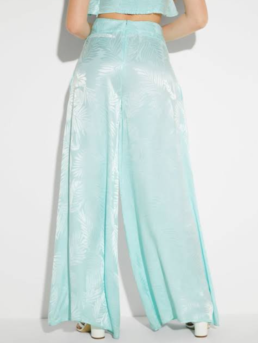 Guess by Jennifer Lopez Cropped Top & Palazzo Pants Set in Mint Green