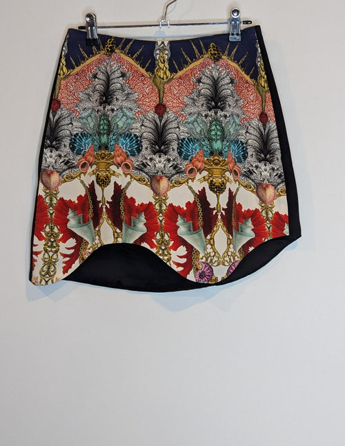 Sara Phillips Silk Printed 'Underwater' Wavy Hem Mini Skirt
