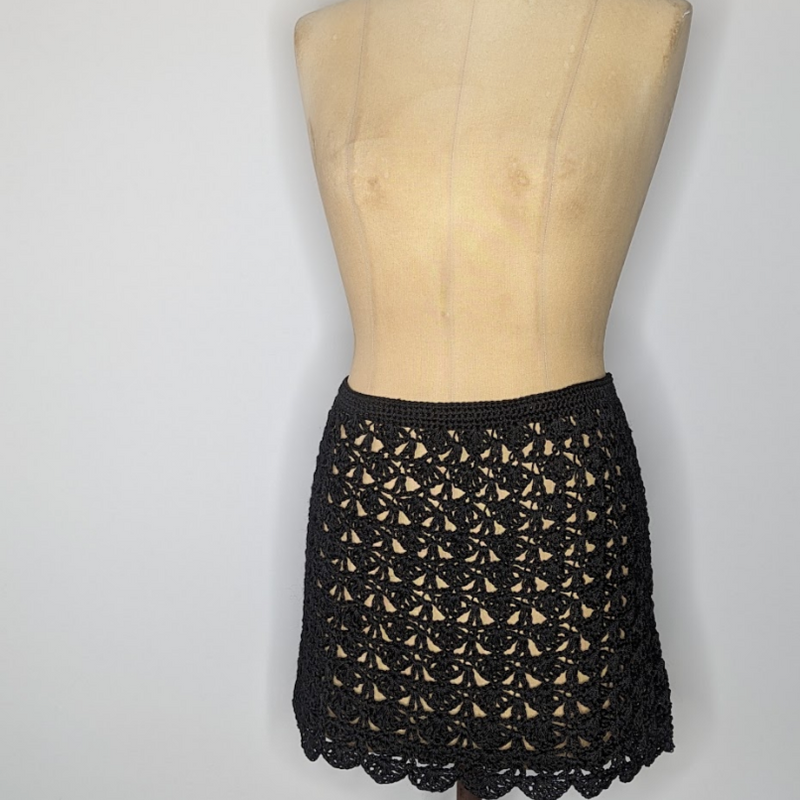 Black Crochet Mini Skirt