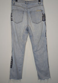 Sass & Bide Mid Rise Bow-Friend Sequin Distressed Jeans