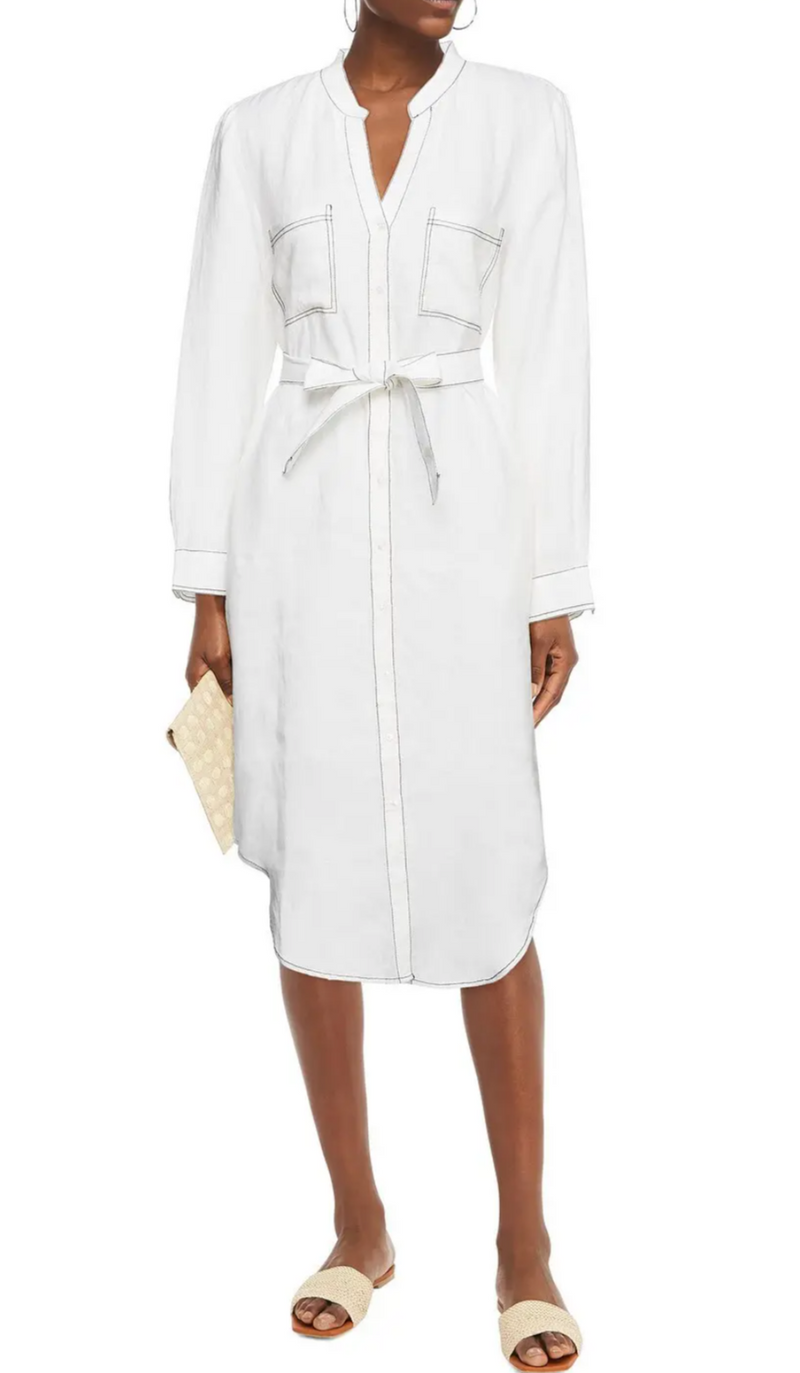 Seafolly White Belted Linen Shirt Dress