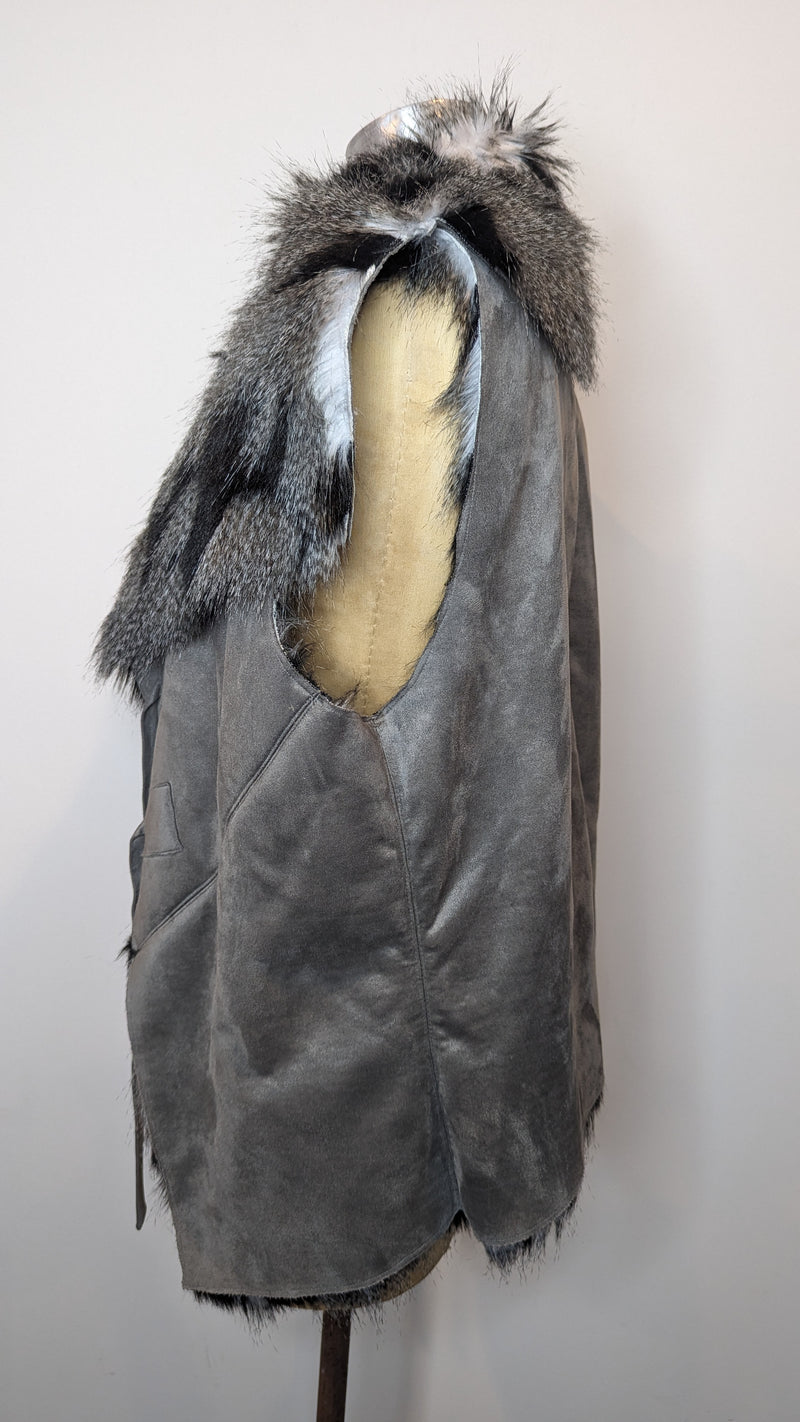 Cooper Street Grey Black Faux Fur & Suede Vest