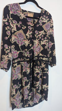 Kachel Black Multicolour Paisley Silk Dress