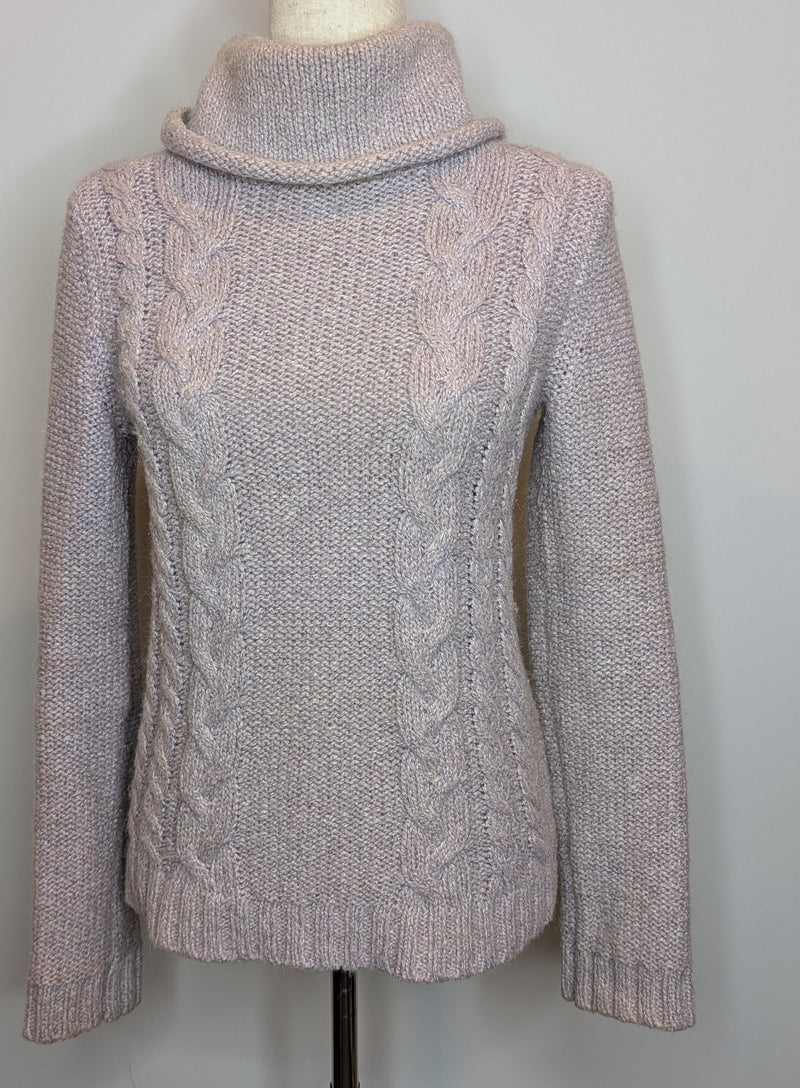 Camilla & Marc C&M Lilac Cable Knit Turtleneck Pullover Sweater