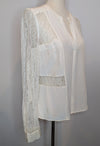 BCBG Maxazria Sheer Cream Silk Lace Blouse