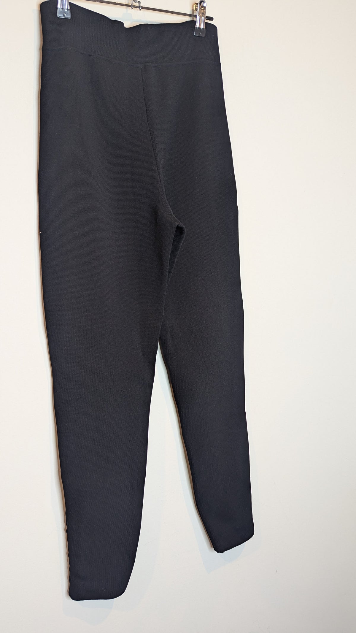 Saba Black Knit Stretch Leggings / Pants Ankle Zips