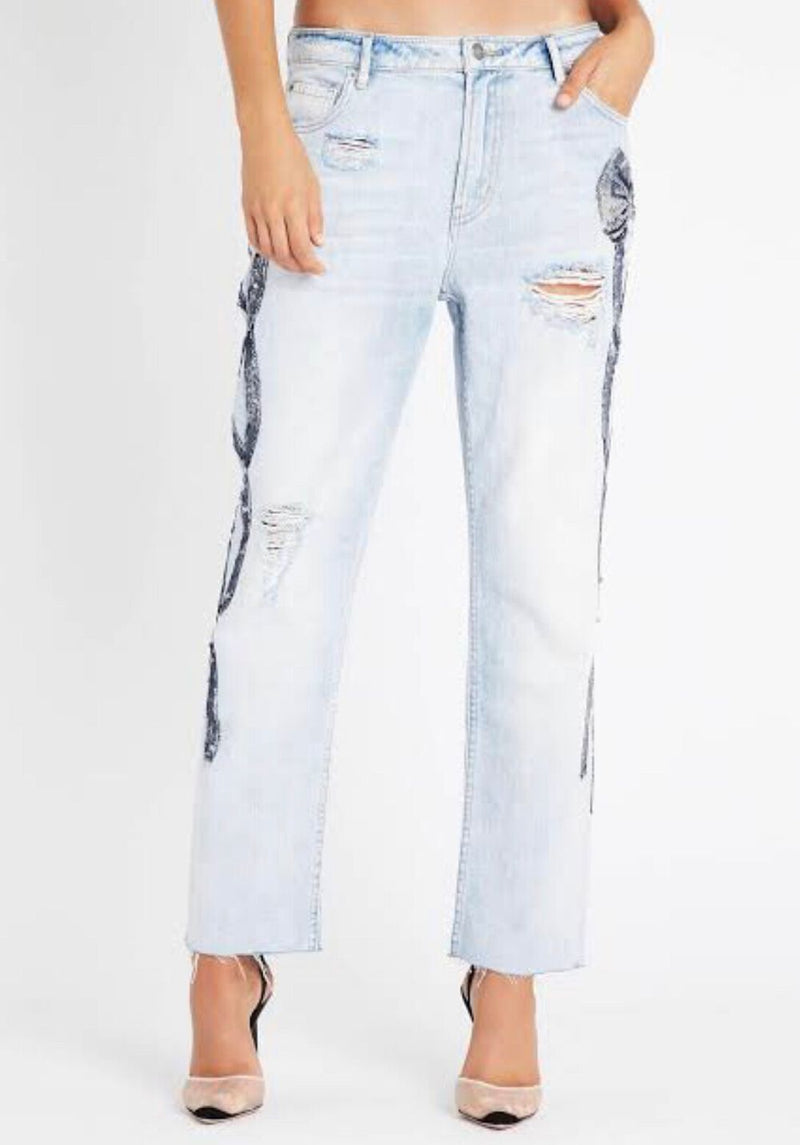 Sass & Bide Bow-Friend Sequin Distressed Jeans