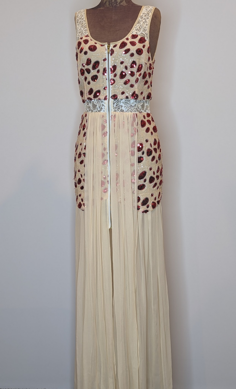 Poppy Lissiman Sequin & Lace Sheer Maxi Dress