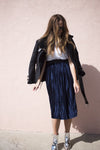 Hello Parry Blue Velvet Pleated Skirt