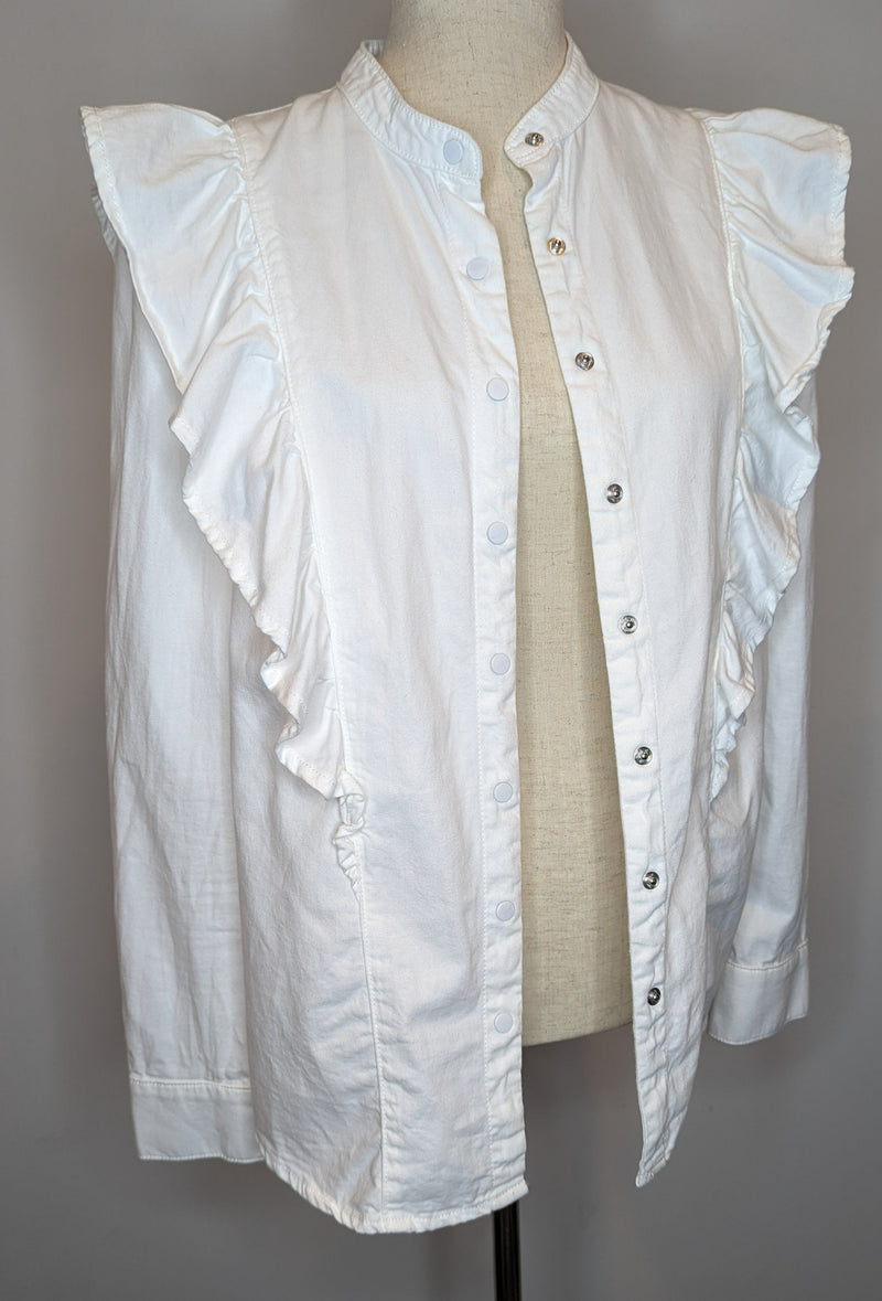 Decjuba White Ruffled Frill Blouse / Shirt