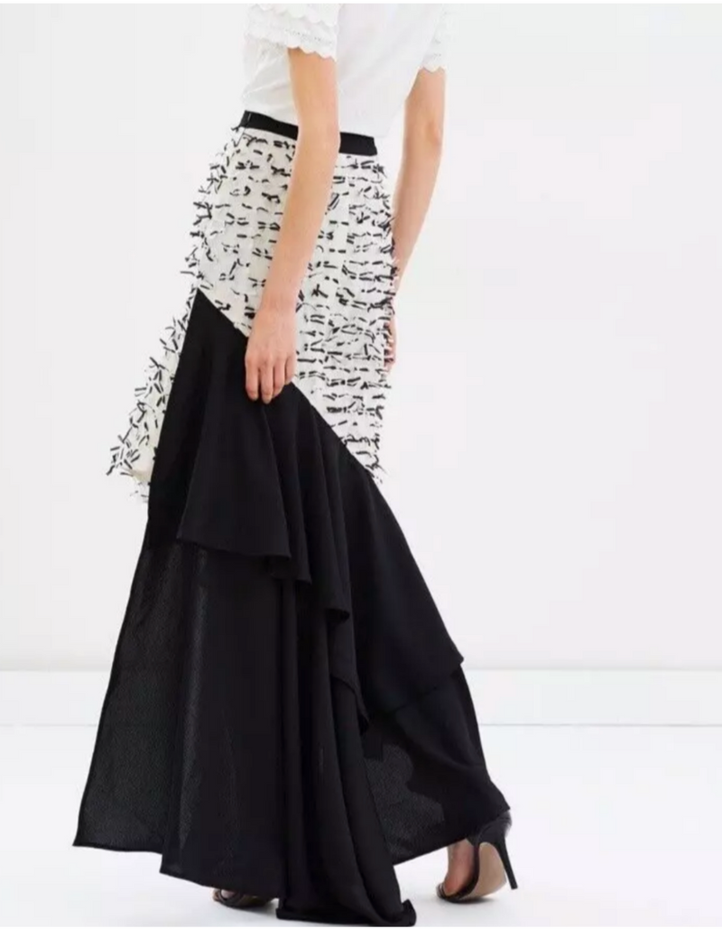 Asilio Black & White Fluted Ruffle Mermaid Style Confetti Skirt