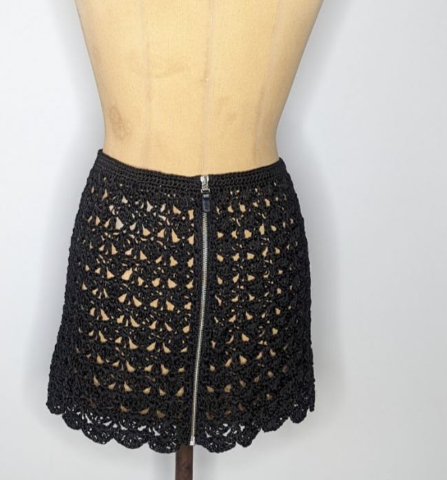 Black Crochet Mini Skirt