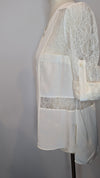 BCBG Maxazria Sheer Cream Silk Lace Blouse