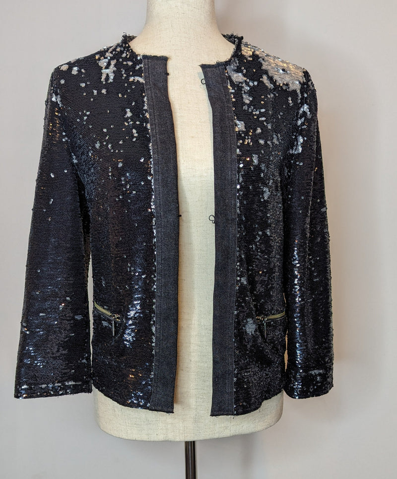 Pinko Black Denim & Sequin Blazer