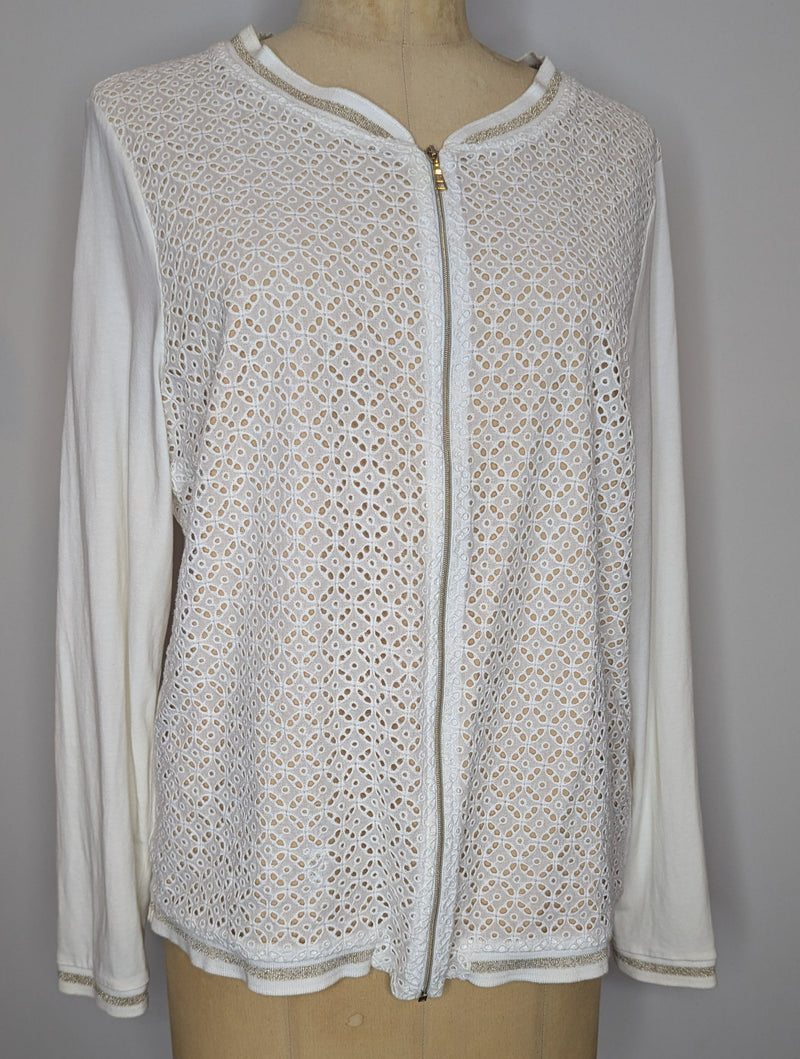 Basler White Broderie Anglais Bomber /Cardigan