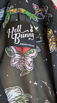 Hell Bunny Lovebird Retro 50s Rockabilly Sheer Tattoo Prints Blouse