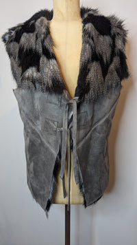 Cooper Street Grey Black Faux Fur & Suede Vest