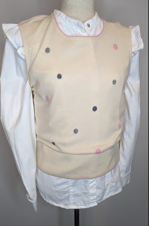 EscadaCream Pink Grey Wool Cashmere & Silk Blend Sleeveless Vest Tank Top