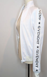 Givenchy White Silver Long Sleeve Technical Jersey Tracksuit Jacket