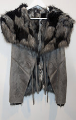 Cooper Street Grey Black Faux Fur & Suede Vest