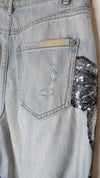 Sass & Bide Mid Rise Bow-Friend Sequin Distressed Jeans