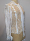 Asilio Sheer White Lace Longsleeve Blouse