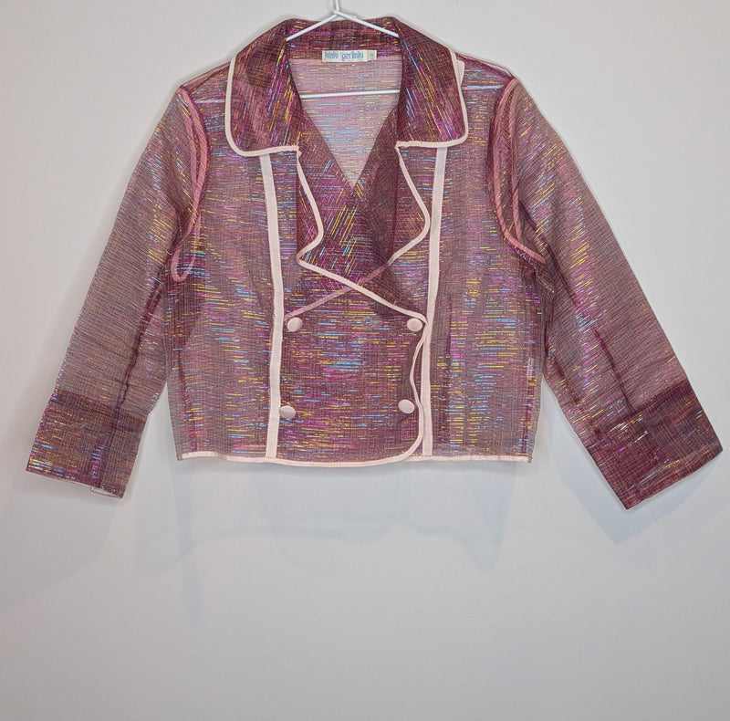 Kinki Gerlinki Pink Metallic Sheer Cropped Jacket