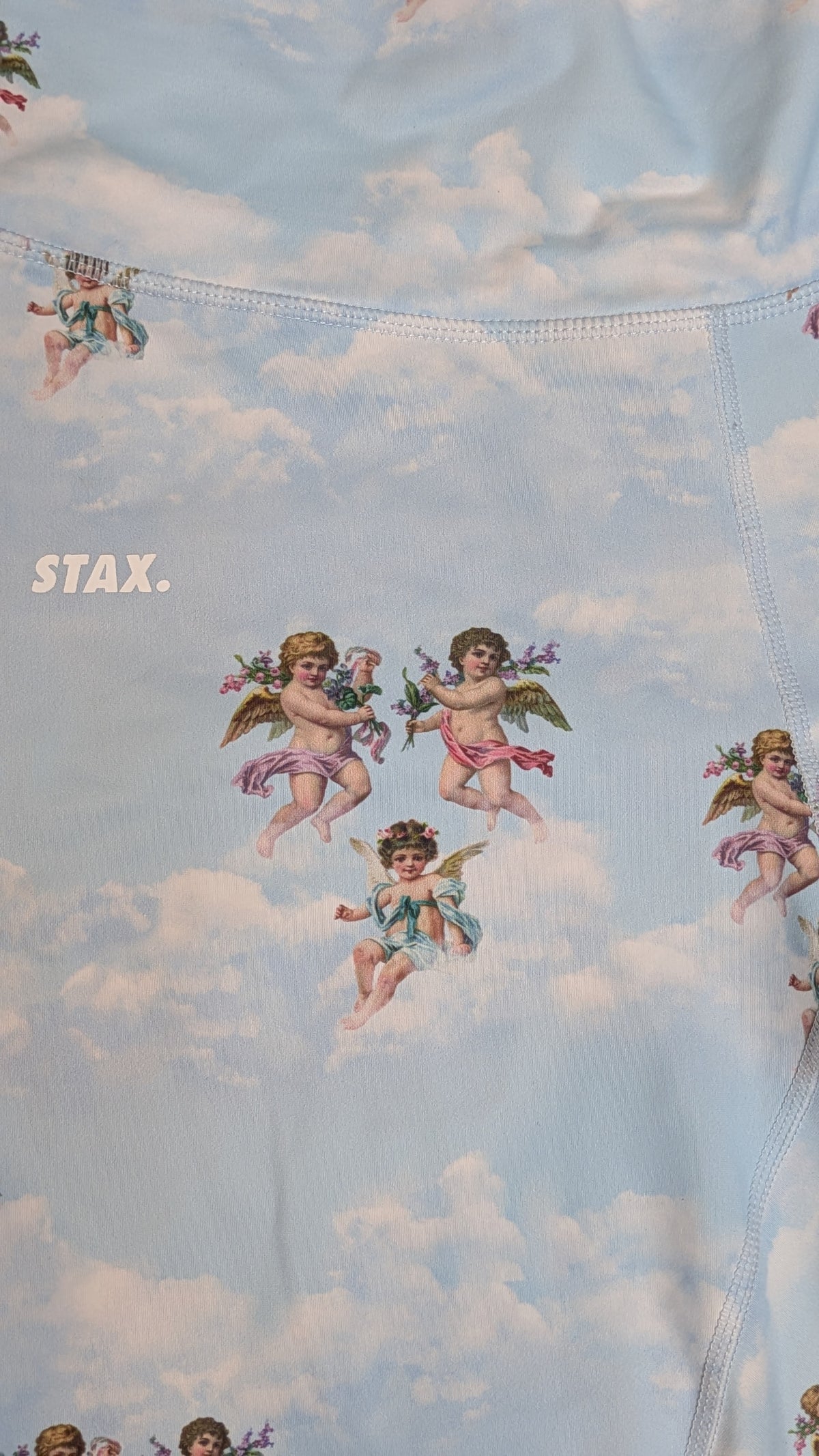 Stax Angel Print Set Crop Top Sports Bra  Bike Shorts