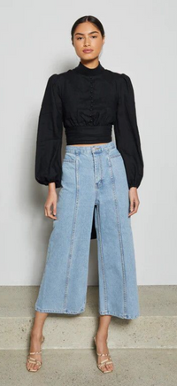 Bec & Bridge Black Linen Top