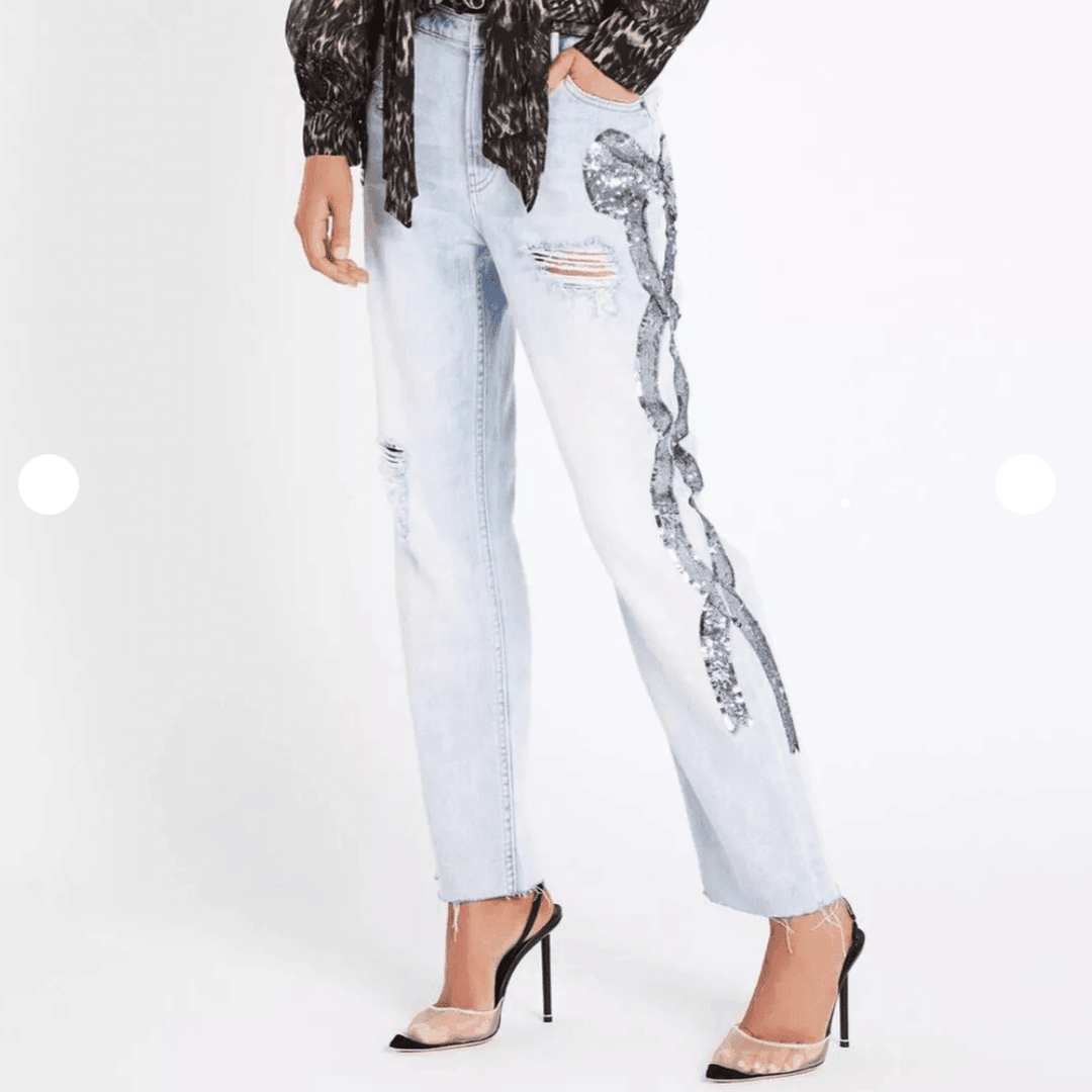 Sass & Bide Bow-Friend Sequin Distressed Jeans