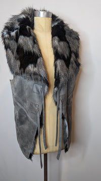 Cooper Street Grey Black Faux Fur & Suede Vest