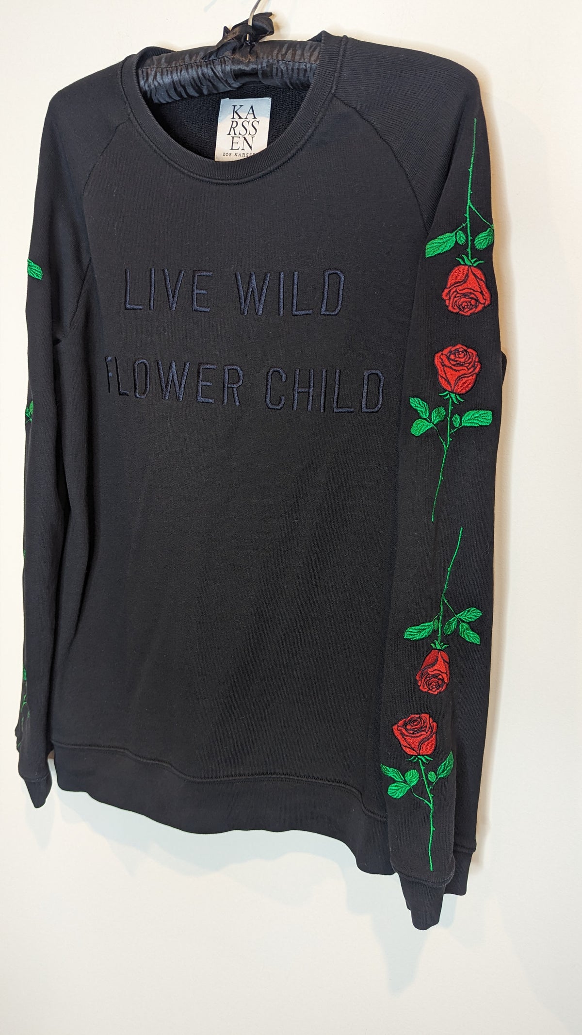 Zoe Karssen Live Wild Flower Child Rose Embroidered Sweatshirt Jumper