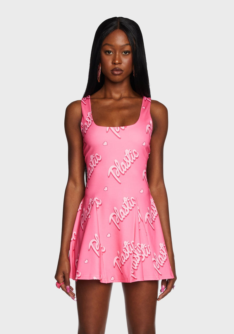 Sugar Thrillz Dolls Kill Life Is Plastic Pink Barbie Mini Dress