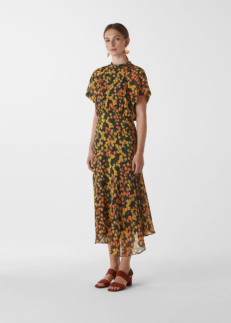 Whistles Daisy Print Stine Flowy Floral Maxi Dress