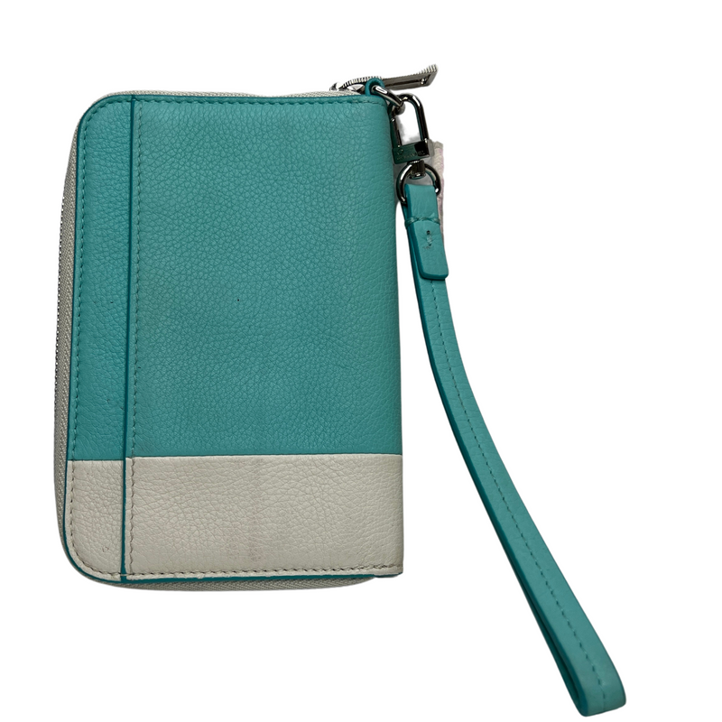 Tiffany & Co. Color Block Zip Around Off White/Blue Wallet