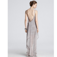 BCBG MAXAZRIA Silk Crocodile Textured Hi-Lo Fishtail Embellished Maxi Gown