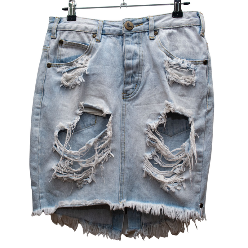 One Teaspoon Distressed Denim Skirt