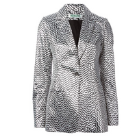 Kenzo 'Broken Floor' Silver Metallic Zigzag Jaquard Blazer