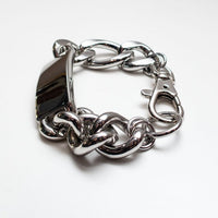 Chunky Silver Name Plate Bracelet, by Mimco 