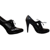 Stuart Weitzman Cutout Oxford Black Leather Pump Plaform Heels