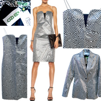 Kenzo 'Broken Floor' Silver Metallic Zigzag Jaquard Dress