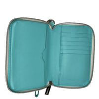 Tiffany & Co. Color Block Zip Around Off White/Blue Wallet