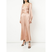 Alice McCall Pink Satin & Lace Flare Bell Bottom Cropped Pants