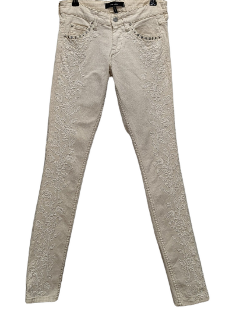 Low Rise Cream Galix Embroidered Skinny Jean, Isabel Marant  