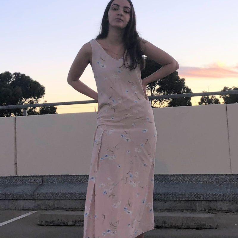 Vintage Camilla Arthur Milano Pale Pink Floral Midi/Maxi Dress