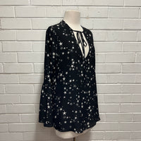 Silk All Over Black & White Stars Blouse, by Baz Inc